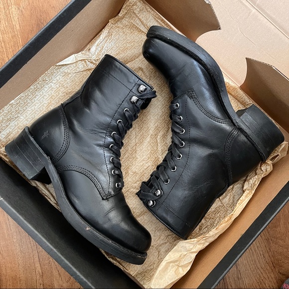 Frye Shoes - Frye Black Engineer Combat Boots